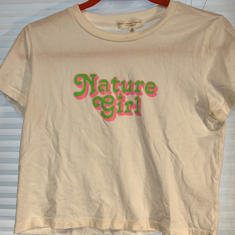 Truly Madly Deeply Nature Girl  420 Cropped Tee White Crop Top  Medium
